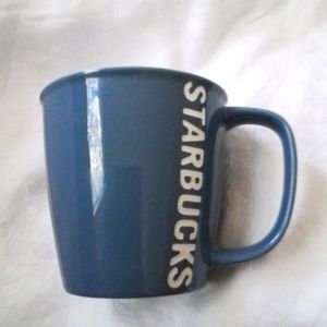Starbucks 2010 Blue Coffee Mug•Etched/Textural Vertical Logo•14 ounces